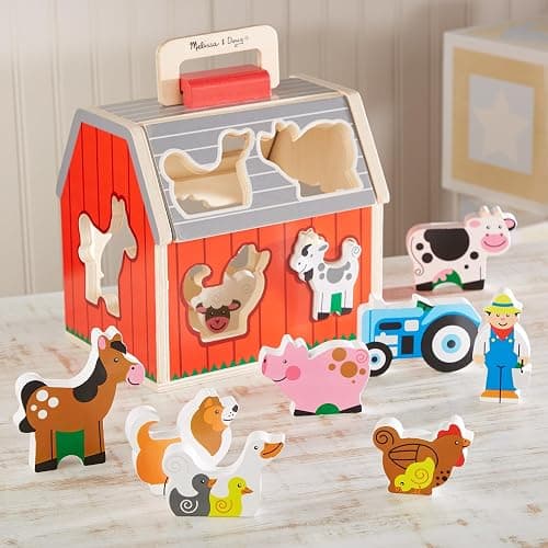 Melissa & Doug Take-Along Wooden Toy Barn, 11-Pc Portable Toddler Playset with Farm Animals & Pop-Up Roof, Preschool Learning Toys for Girls & Boys 2+ thumbnail 4