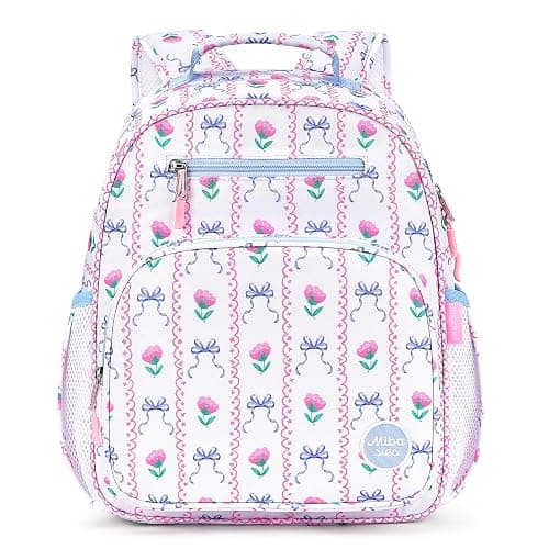 mibasies Kids Backpack for Girls: Girls Backpack 5-8 - Kindergarten Elementary School Bookbag for Girl - Bowknot Rose Sky Blue - Bowknot Rose Sky Blue - Kids-15"h - Image 1