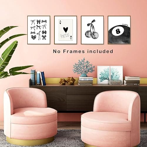 okaxscm Black Coquette Trendy Preppy Wall Art Prints Set of 4, Coquette Room Decor, Preppy Room Decor Aesthetic, Black Bow Disco 8 Ball Cherry Wall Decor Posters for Girls Bedroom Dorm, 8x10 Unframed thumbnail 5