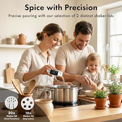 EDELHAUS® Square Spice Jars with Acacia Wooden Lid (Pack of 24) Spice Jars with Shaker Insert and 240 Labels - Acacia Lids Glass Container for Spice Organisation [4.3 in × 1.8 in] thumbnail 5