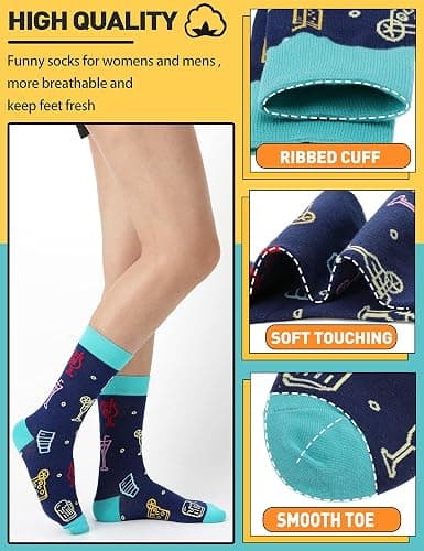 MOGGEI Funny Socks for Men Women Fun Cozy Crazy Novelty Fashion Breathable Printed Cotton Boot Socks thumbnail 5