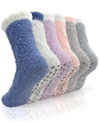 TEHOOK Warm & Cozy Gifts for Women, Fluffy Fuzzy Plush Sleeping Slipper Socks - Soft Warm Fabric - Image 1