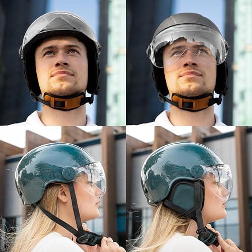 CASR Style - Casque Lifestyle Urbain pour Vélo & Trottinette Electrique - Visière Transparente & Cache-Oreille Amovibles - Confort Optimal pour Homme & Femme | Visière Transparente & Cache-Oreille Amovibles - Confort Optimal, Matériaux Résistants, Facile à Laver, Taille Ajustable thumbnail 7
