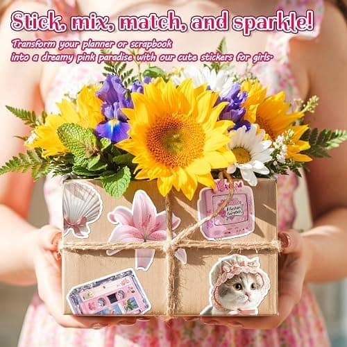 200PCS Pink Coquette Stickers for Girls, Cute Aesthetic Vinyl Stickers for Scrapbooking, Laptop, Phone, Guitar & Water Bottles thumbnail 9