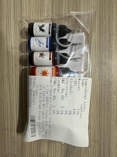 Temporary Tattoo Ink and Stencils for Adults Teens Kids, Temporary Tattoo Kit Skin Friendly - Black Red Brown Green Purple Blue Orange thumbnail 8