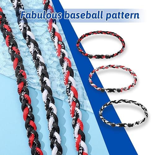 Junkin Baseball Necklaces Three Braided Rope Titanium Necklace for Team Gifts Boys Men Player Softball Fans Sports thumbnail 4