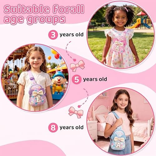 Birthday Gifts for Girls, Cute Purple Initial Purse for Kids | Small Crossbody Sling Bag with Gift Box for 3 4 5 6 7 8 Year Old Kids, Water Resistant PU (Purple S) thumbnail 5