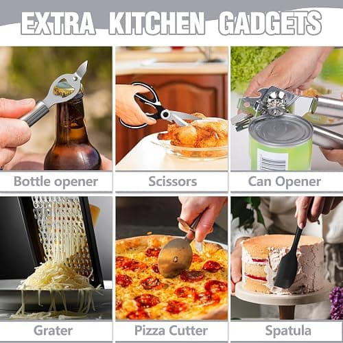 Kitchen Utensils Set- 34PCS Silicone Cooking Utensils with Holder, Umite Chef Heat Resistant Kitchen Utensil Spatula Set for Nonstick Cookware, Black Wooden Handles Kitchen Gadgets Tools Set thumbnail 4
