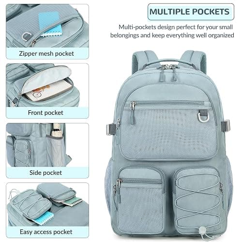 Lohol Water Resistant Backpack with Mulitiple Pockets for School Travel Outdoor College, 15.6 inch Laptop Daypack for Men and Women (Blue) thumbnail 7