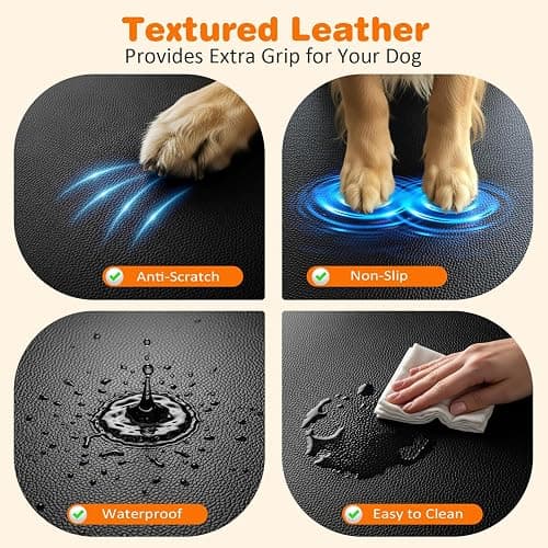 URPOWER PU Leather Backseat Extender for Dogs, Hard Bottom Dog Car Seat Cover for Back Seat, Waterproof Dog Car Hammock Anti-Scratch Pet Rear Seat Protector Travel Bed for Car and SUV thumbnail 3