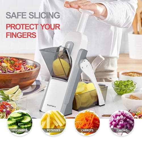 SupMaKin Mandolina di verdure, Spessore regolabile Patate Affettatrice Cipolla Chopper Kitchen Chopping Artifact Multifunzionale Cutte thumbnail 3