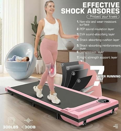 ANCHEER Walking Pads, 2 in 1 Under Desk Treadmill 2.5HP Compact Running Machine with Remote Control, 300lbs Weight Capacity for Home/Gym/Office,Ultra-Quiet, Installation-Free thumbnail 4