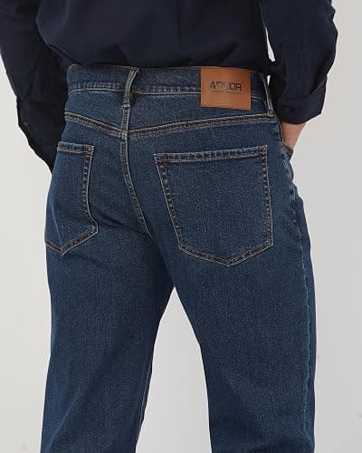 APUOR Men's Classic Relaxed Fit Flex Jeans Straight Loose fit Jeans thumbnail 4