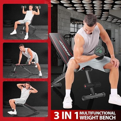 OPPSDECOR Weight Bench for Home Gym, 660LBS Fast Foldable Workout Bench Press for Home Gym Full Body Strength Training, 8 Adjustable Backrests Incline/Flat/Decline Sit up Bench thumbnail 5