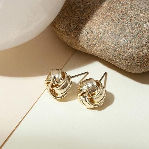 PAVOI 14K Gold Plated 925 Sterling Silver Post Love Knot Stud Earrings | Gold Earrings for Women thumbnail 5