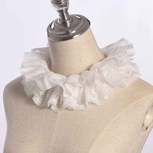 Vintage Lace Ruffled Multi-layer Detachable Collar Victorian Edwardian White Costume Neck Collar Unisex thumbnail 4