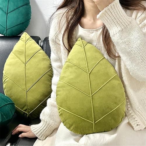 Rvsdoi Leaf Pillow,3D Leaf Shaped Plant Pillows Green Tropical Plant Cushion for Sofa Office Bedroom Home Decor Dark Green (19.7"x11.8") thumbnail 5