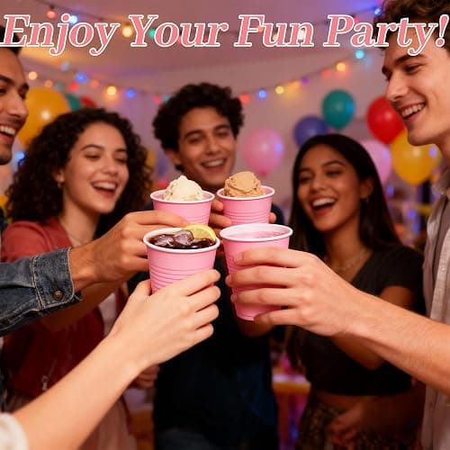WELLIFE 12 OZ 100 PCS Pink Party Cups Heavy Duty Drinking Cups for Weddings, Valentine’s Day, Girls' gathering,Princess Birthday Parties thumbnail 3