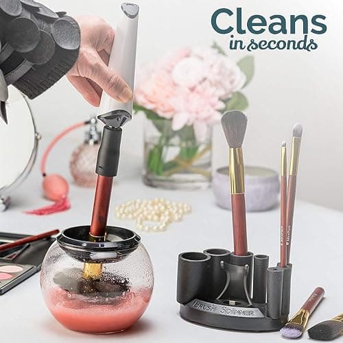 Luxe Electric Makeup Brush Cleaner Machine with Cleaning Solution - USB Charging Station, Automatic Brush Washer and Dryer - 3 Adjustable Speeds for Easy Cleaning - Complete Set for Hygienic Brushes thumbnail 6