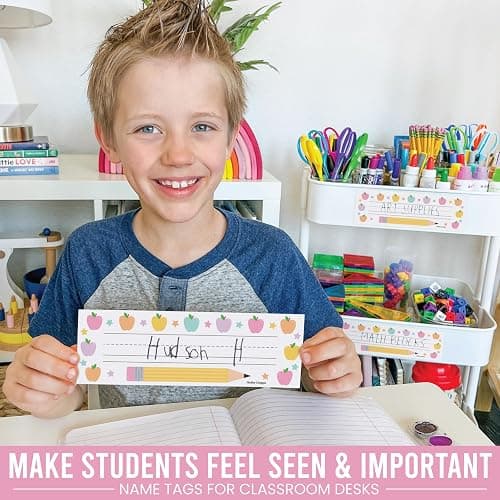 Hadley Designs Desk Name Tags for Classroom - 36 Student Desk Name Plates for Classroom Decor, 9x3 Pastel Nametags Cubby Labels Teacher Supplies, 1st 2nd 3rd Grade Kindergarten Preschool Must Haves thumbnail 3