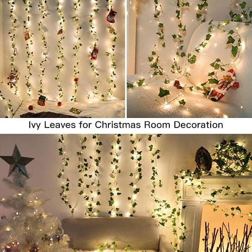 suddus Vines with Light for Bedroom, 200 LED Fairy Lights with Vines, Ivy Curtain Lights for Dorm, Wedding, Party, Wall, Indoor, Outdoor Decor, 6.5ft x 6.5ft thumbnail 2
