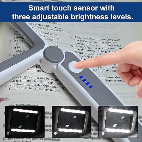 Rechargeable LED Magnifying Glass for Reading Books, Bible & Small Print, 4X Optical-Grade Rectangular Lens with 3 Adjustable Brightness Levels, USB-C Foldable Magnifier Gift for Seniors, Low Vision thumbnail 5