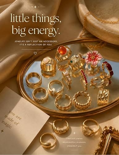 20Pcs Gold Ring Set for Women Chunky Boho Stack Flower Statement Rings Pack | Statement Midi Stackable Rings Set, Chunky Boho Flower Rings, Adjustable Suitable All Occasions, Great Gift for Women thumbnail 6