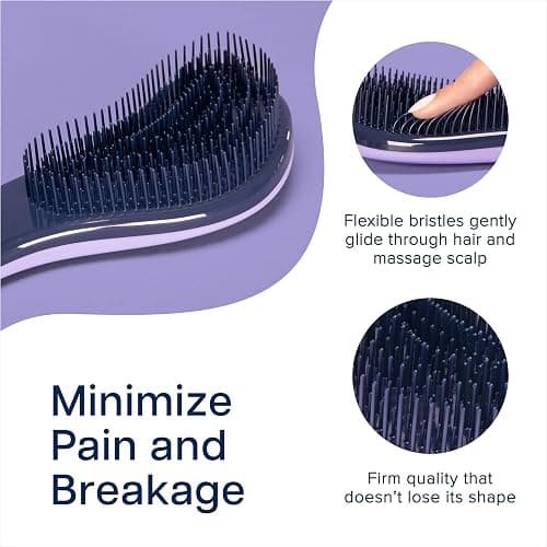 Crave Naturals Glide Thru Hair Brush - Detangler Brush for Curly, Straight, Wet or Dry Hair - Gentle Detangling Brushes for Adults, Kids, Toddlers - Hair Accessories for Women, 7.5x3" - Purple thumbnail 3