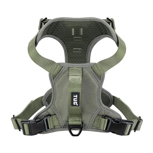 TUG Dog Harness with 2 Leash Connection Points | Adjustable, Padded, Lightweight | Handle on Back | No-Pull Front Clip (Medium, Green) - Image 1