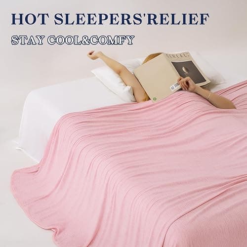 DOWNCOOL Cooling Blanket Queen Size, Pink Summer Blanket for Hot Sleeper and Night Sweats, Lightweight Soft Q-Max>0.4 Arc-Chill Cool Blanket thumbnail 8