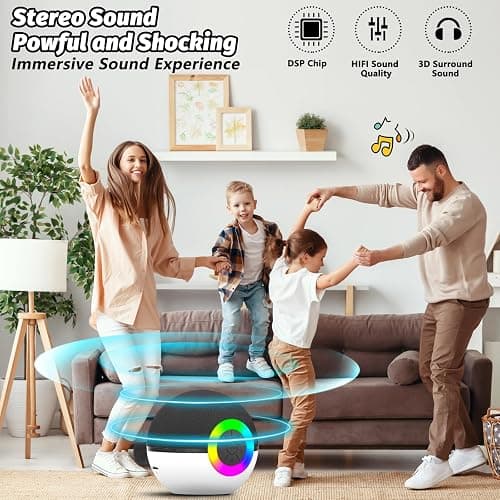 goopow Mini Karaoke Machine Speaker for Kids Adults, Portable Bluetooth Microphone Song Toys with LED Light, Best Chritmas Birthday Festival Gift for 3 4 5 6 7 8+ Year Old Girls Boys (Black-2 Mic) thumbnail 2