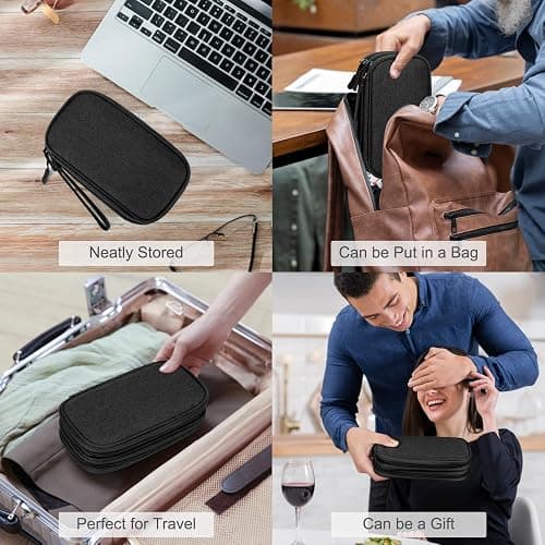 FYY Electronic Organizer, Travel Tech Pouch Bag, Cable Organizer Black | Wrist Strap, Waterproof, Double Layers Portable Electronics Travel Carrying Case for Cord, Charger, Daily Business Trips Use thumbnail 7
