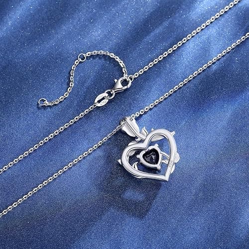 AGVANA Christmas Gifts Rose Birthstone Necklace for Women Sterling Silver Rose Flower Heart Necklace Fine Jewelry Anniversary Birthday Gifts for Women Wife Mom Her, Length: 18"+2" thumbnail 4