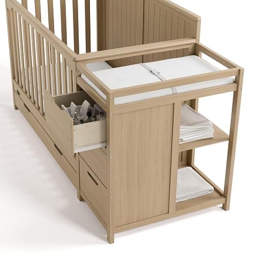 Graco Hadley 5-in-1 Convertible Crib & Changer, Driftwood | GREENGUARD Gold Certified, Fits Standard Crib Mattress, Converts to Toddler Bed and Full Bed, 4 Adjustable Mattress Heights thumbnail 15