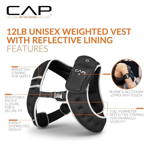 CAP Weighted Vest for Women & Men 8-30lbs – Reflective Fitness Vest for Walking, Running, Cardio, Rucking, & Strength Training Workouts, Multiple Colors thumbnail 3