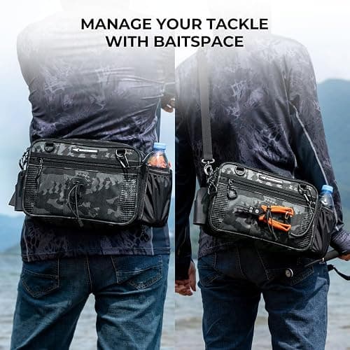 KastKing BaitSpace Waist Bag – Waterproof Tackle Storage Bag With Adjustable Belt, Fishing Fanny Pack for Men, Soft Bait Organizer, 3600 Utility Box, Rod Holder, Nylon thumbnail 7