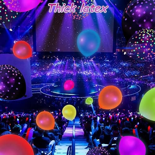 LovesTown 12 Inch Neon Balloons, 66PCS Glow in the Dark Latex Balloons with Small Dots for Birthday Wedding Fluorescent Party Decoration - Polka Dot thumbnail 6