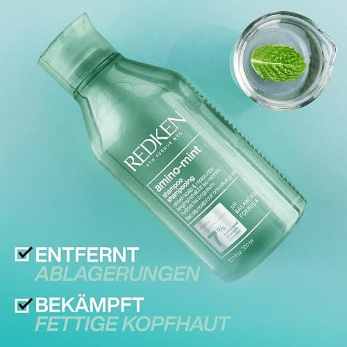 Redken Haarshampoo für fettige und gereizte Kopfhaut, pH-Wert ausgleichend, Mit Minze und Amino Acid Komplex, Amino Mint Shampoo, 1 x 300 ml thumbnail 2