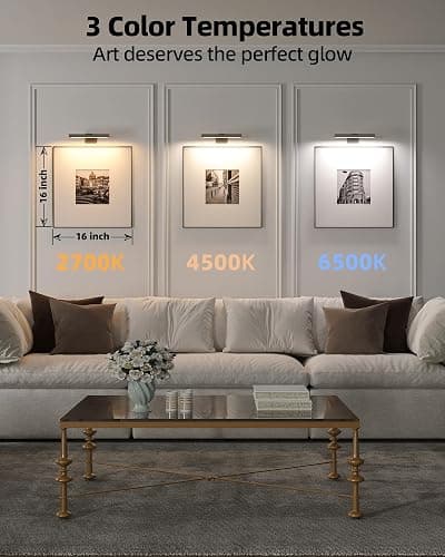 EZVALO Picture Light for Wall, Rechargeable 2400mAh Battery Lights Wireless with IR Remote, 3 Color & Dimmable Magnetic 7.8'' LED Lights Display for Painting, Living Room, Gallery, Bedroom(Black-3P) thumbnail 5