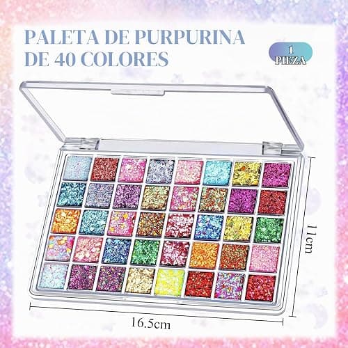 BelleFlair 40 Colores Paleta de Sombras de Ojos con Brillo, Paleta de Maquillaje para Rostro y Cuerpo, Gel Brillo de Sombras de Ojos, Paleta de Maquillaje para Adultos Niños, Set de Maquillaje de thumbnail 2