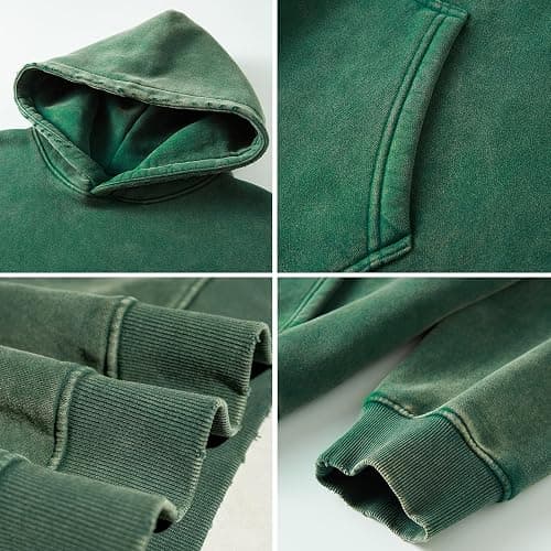 FAIABLE Mens Hoodies Oversized Unisex Acid Wash Hoodie Heavyweight Fleece Vintage Cotton Sweatshirt Men Women Streetwear thumbnail 5