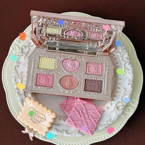 Flower Knows The Sweetie Bear Collection 6-Color Makeup Palette,Pink Face Makeup Palette with 4 Matte + 2 Shimmer Shades,Blendable Smooth Cute Make Up,0.23 Oz(02 Strawberry Milk) thumbnail 5
