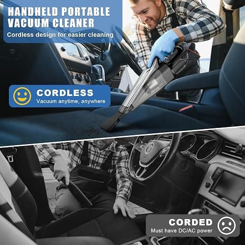 SAKOLD Car Vacuum, Pet Hair Eraser, Cordless Handheld Vacuum with Powerful Suction, Type-C Charge, 2 Suction Modes, 6-in-1 Portable Mini Vacuum for Home, Car, Office Desk, Keyboards thumbnail 6