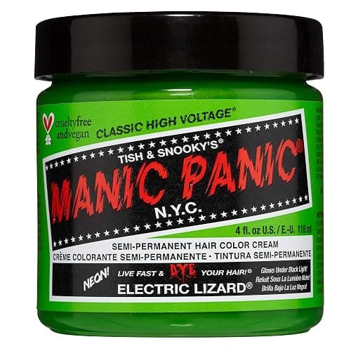 MANIC PANIC Classic Electric Lizard Semi Permanent Hair Color - Bright Neon Green Hair Dye for Women & Men That Lasts 4-6 Weeks - Vegan, Ammonia & Cruelty-Free - Create & Mix Custom Shades (4oz) - Image 1