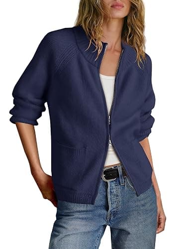 Yanekop Womens Zip Up Sweaters Long Sleeve Chunky Knit Cardigan Sweater Jackets Fall Outerwear Coats with Pockets 2025 thumbnail 2