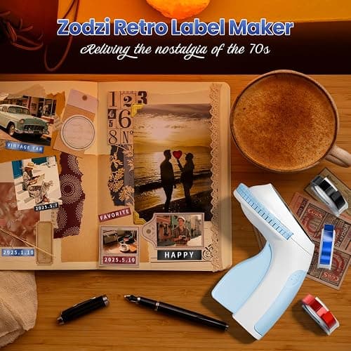 Zodzi Embossing Label Maker,Vintage Embossed Label Maker Machine with Tapes,Manual Retro Labeler,Old School Embosser with 3D Tapes for Home Office Kids DIY Craft Scrapbook Supplies Junk Journal Kits thumbnail 5