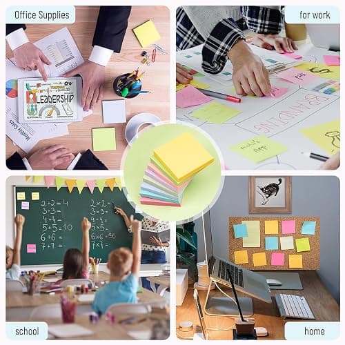 Sticky Notes 3x3 Inches, 8 Pads, 800 Sheets, 8 Color Sticky Note Pads, Premium Sticky Pads, Sticky Notes Bulk, Self-Stick Note Pads, 100 Sheets/pad thumbnail 7
