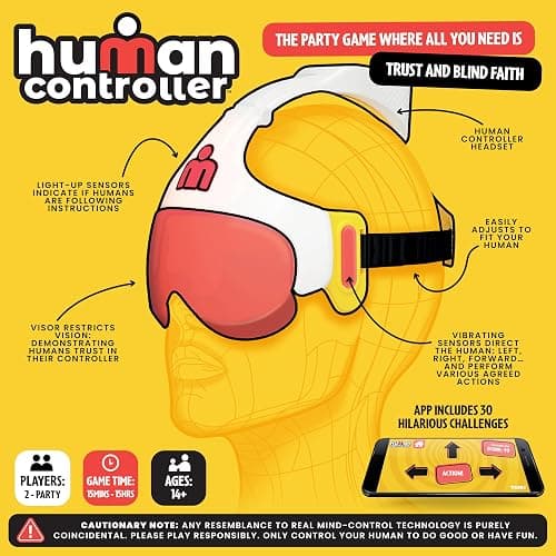 TOMY Human Controller Game – Interactive Blindfold Challenge with Vibrating Headset & Mobile App – Fun Team & Party Game for 2+ Players – 30+ Hilarious Tasks – iOS & Android Compatible – Ages 14+ thumbnail 3