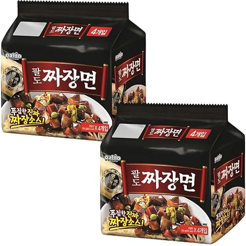 Paldo Fun & Yum Jjajangmen Instant Noodles, Pack of 8, Brothless Chajang Ramen with Savory & Sweet Black Bean Sauce, Best Oriental Style Korean Ramyun, Soupless K-Food, 팔도 짜장면 203g x 8 thumbnail 3
