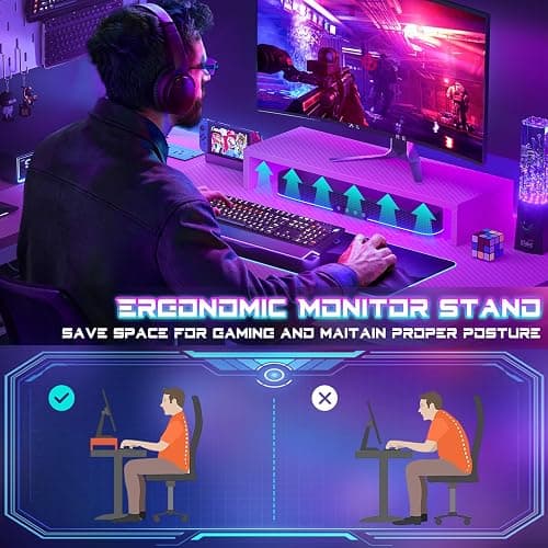 Homieasy Small Gaming Desk with Power Outlets Pegboard LED Light, 43 Inch L Shaped Computer Desk with Monitor Stand Storage Shelves, Reversible Corner Desk with Headset Hooks, Carbon Pink - Carbon Fiber Pink - 43 inch thumbnail 8